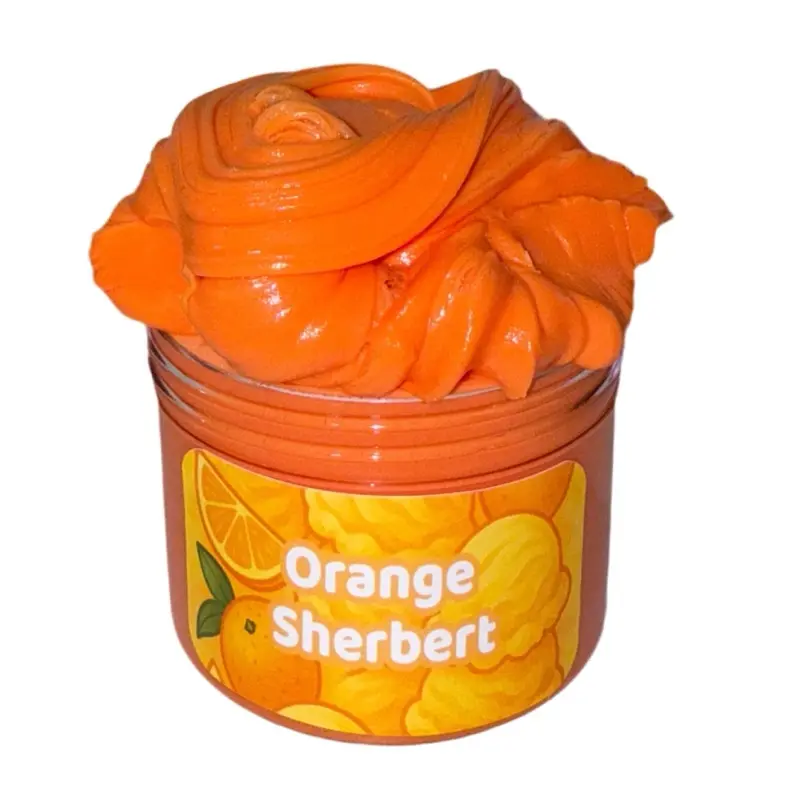 Orange Sherbet Butter Slime, Bright Bold Stress Reliever Toy, Satisfying Sensory Play for Ages 5+, None