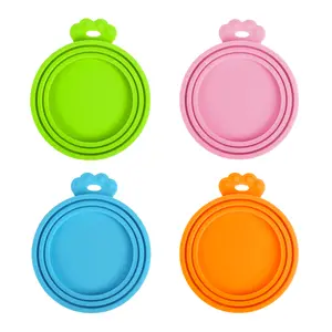PetBonus 4 Pack Silicone Pet Can Cover Lids, Universal Size for Dog Cat Food, 1 fit 3 Standard Size Can Tops, BPA Free Dishwasher Safe