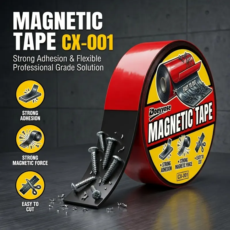 99.97cm * 0.99cm Flexible Magnetic Tape with Self-Adhesive Backing, No Drill Adhesive, Cuttable Magnetic Sticker for Refrigerator, Whiteboard & Crafts