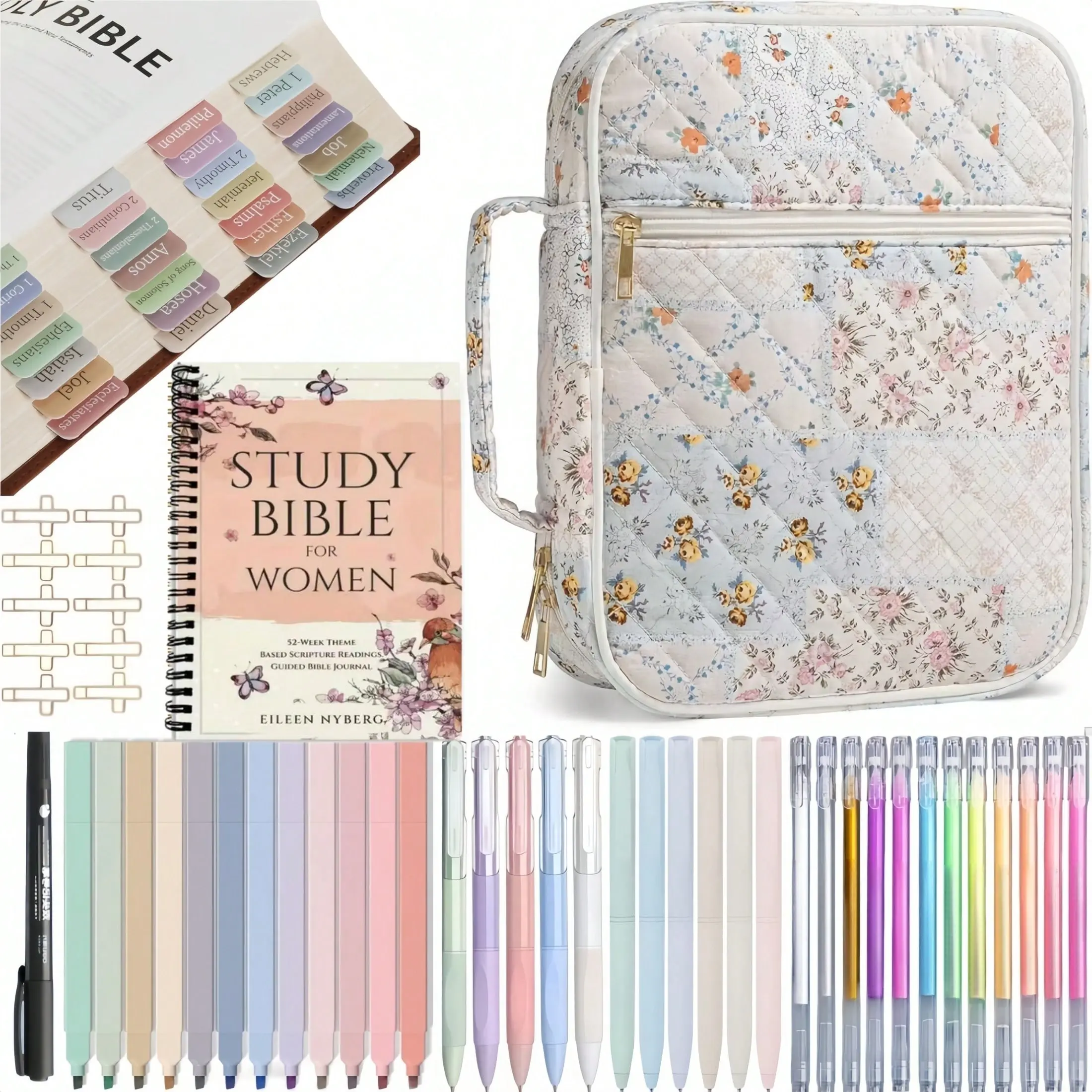 1 Set Bible Christian Journaling Kit, Includes Morandi Gel Pens, Highlighter, Stickers, Spiral Bound Notebook, 8.3x5.5 Inch, Bible Study Supplies, Junk Journaling Supplies, Christmas Gift for Friends, family members, lovers
