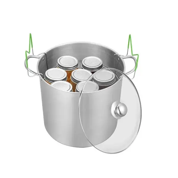 9-Piece Stainless Steel Water Bath Canning Starter Kit for Beginners - Kitchen Utensils Set with Pot, Rack, Lid, Funnel, Tongs, Jar Lifter, Wrench, Magnetic Wand, Bubble Propper