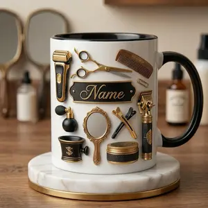 Personalized Hairstylist Mug 2D Printed 3D Effect, Custom Name Coffee Cup with Creative Salon Life Design for Hair Stylists, Hairdressers and Barbers, Perfect for Birthdays, Salon Openings, Holidays, Meaningful Appreciation Gift