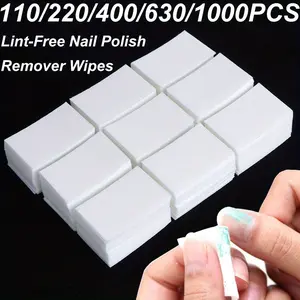 110-1000Pcs Professional Nail Art Wipe Nail Polish Remover Lint-Free Pads Gel Clean Manicure Pads Lint-Free Wipes Cleaner Manicure Pedicure Remover Nail Cleaning Tools Accessories