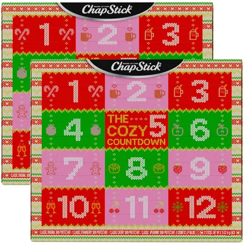 ChapStick Limited Edition 12 Days Advent Calendar Lip Balm Holiday Gift Set, 2-Pack (24 Sticks)