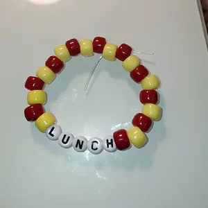 Lunch Bead Bracelet with Red and Yellow Beads and White Letter Beads