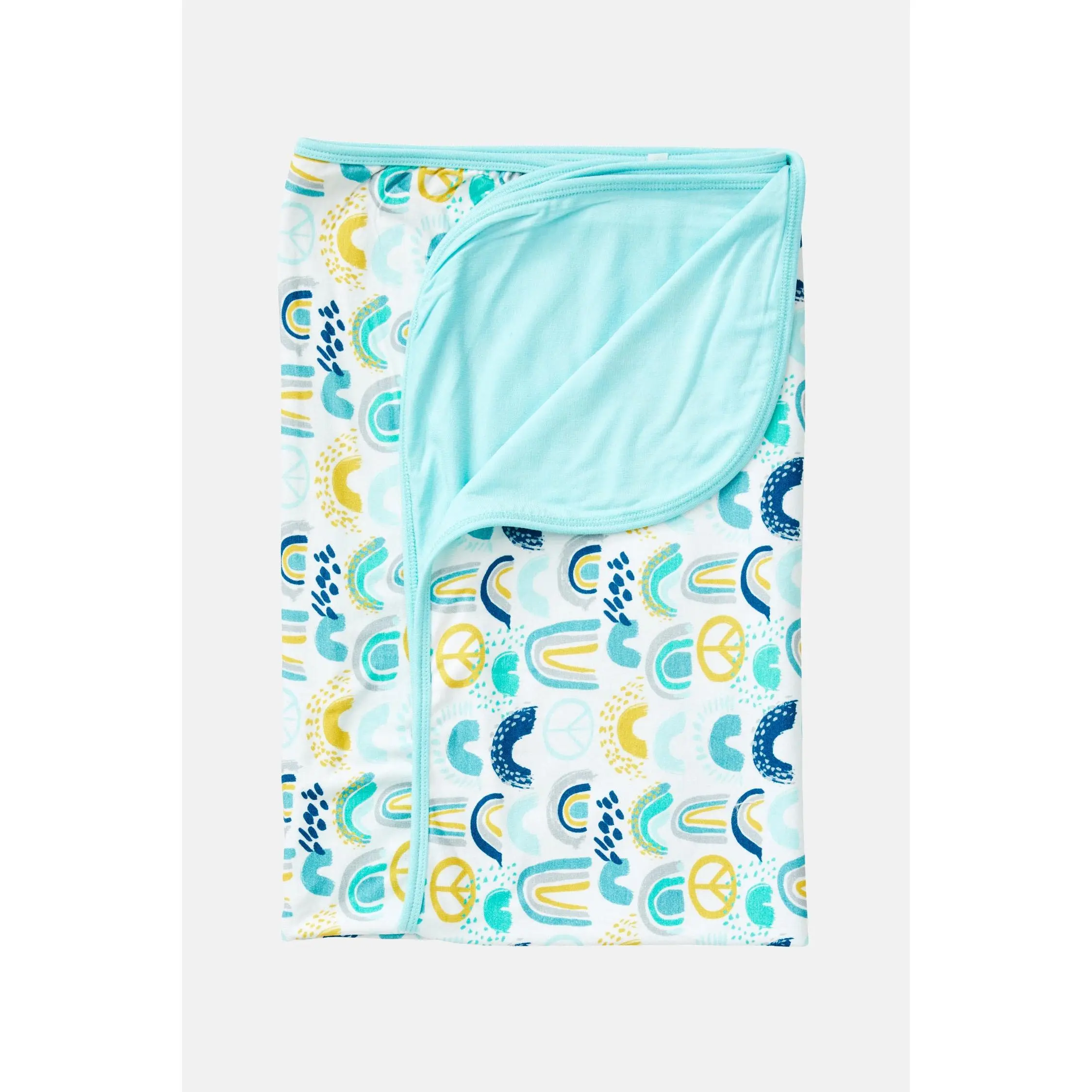 Stretchy Oversized Blanket - Rainbows Blue