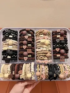 Random Style Boho Style Hair Tie Set, Cute Sweet Hair Tie Set, Elastic Hair Band for Thick & Thin Hair, Fashion Hair Accessories for Women & Girls, Elastic Hair Accessory