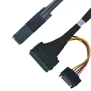 PCIe 5.0 M.2 to U.2 Adapter, M.2 to SFF-8639 U.2 NVMe SSD Cable with 15Pin Power, Right Exit, 1.6ft (50cm)