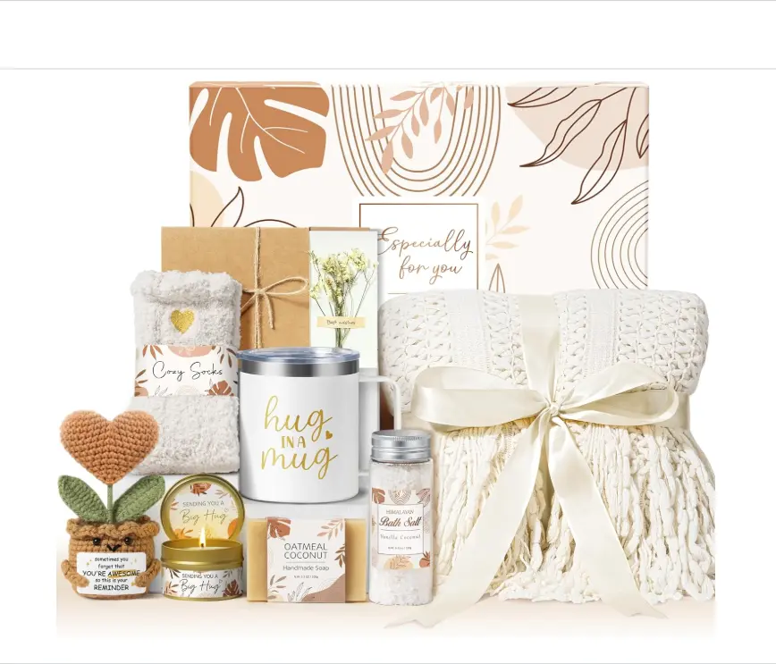 Ivory White Gifts Get Well Soon Gift Baskets for Women, Mothers Day Birthday Gifts for Women Care Package, Unique Sympathy Gift Basket Spa Thinking of You Gift Set for Mom Her Wife Best Friend Sister