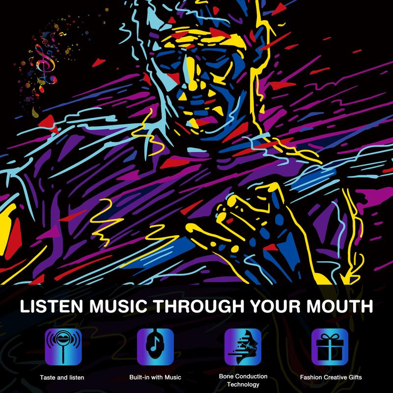 Amos TastySounds Music Lollipops Sugar-Free Audio Candies with Bone Conduction Tech Strawberry Blueberry Watermelon Snack Perfect Party Favor