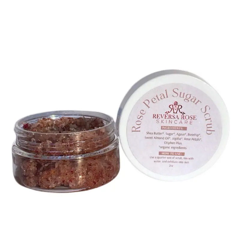 All-Natural Rose Petal Sugar Facial Scrub for Gentle Exfoliation and Skin Polishing - Skincare face exfoliator