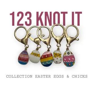 Easter Eggs & Chicks Stitch Marker Set of 5 - Large Clasps
