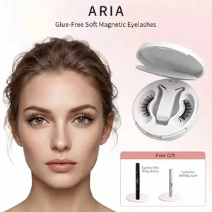 ARIA Soft Magnetic Eyelashes All-in-One Box,Waterproof,Lightweight, Natural Style,with Applicator No Glue or Eyeliner Needed Lightweight Natural Makeup Eyelashes Ideal for Daily Makeup & Free Complete Accessories Kit