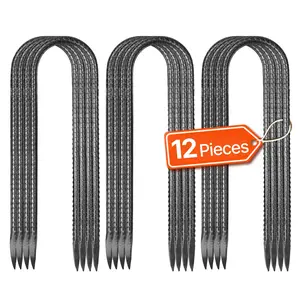 VEVOR Rebar Stakes, 10-Inch, Heavy-Duty 0.32 in Diameter U Shape, Galvanized Steel Ground Anchors with Chisel Point End & Rust-Resistant Coating, for Gardening Support, Fence, Camping Tents (12-Pack)
