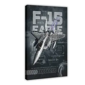 Military F-15 Eagle Fighter Jet Canvas Poster Wall Art Decoration For Home Bedroom Office Living Dorm Room Decor Boys Girls Gift