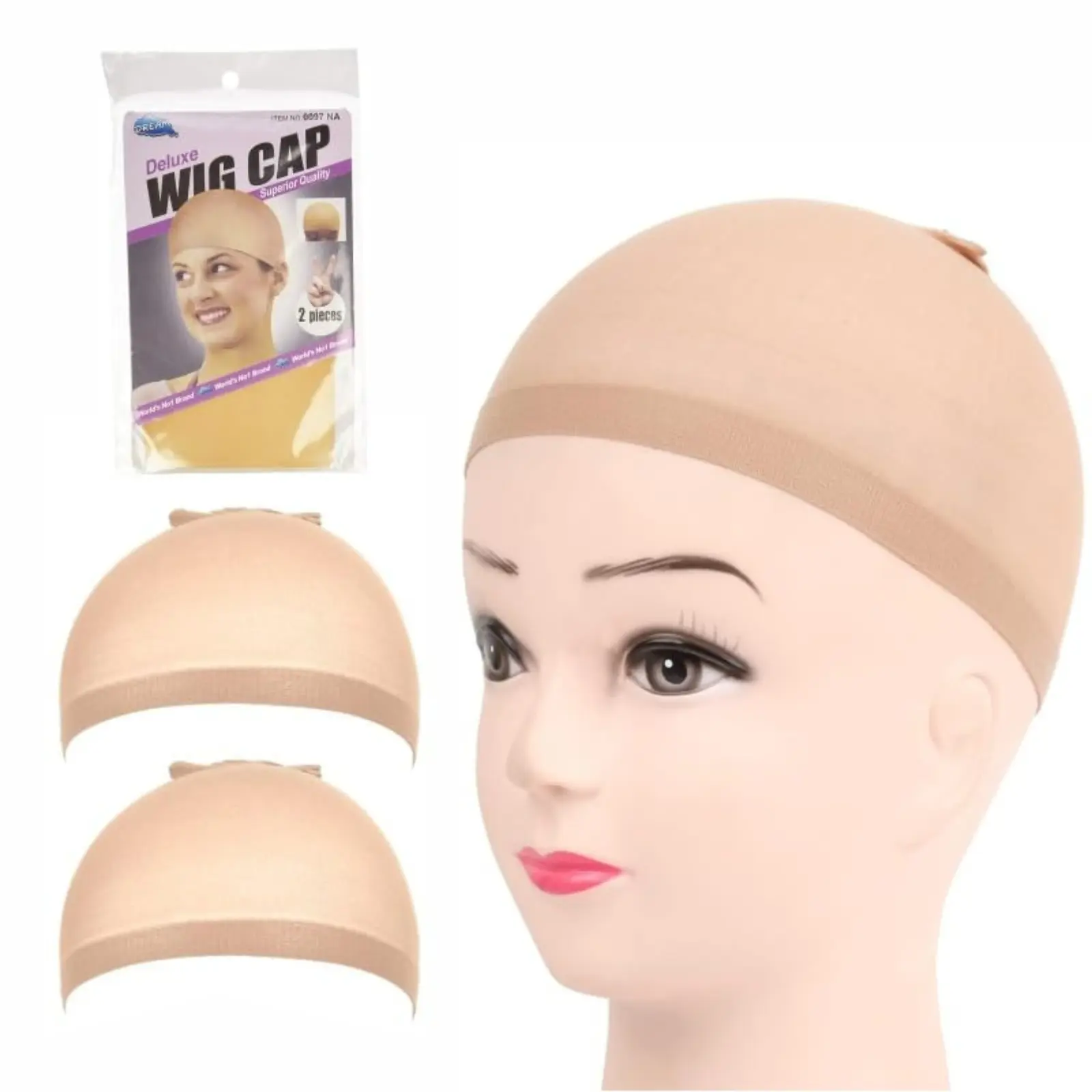 Stretchy Nylon Wig Caps for Women 2pcs/1 Pack