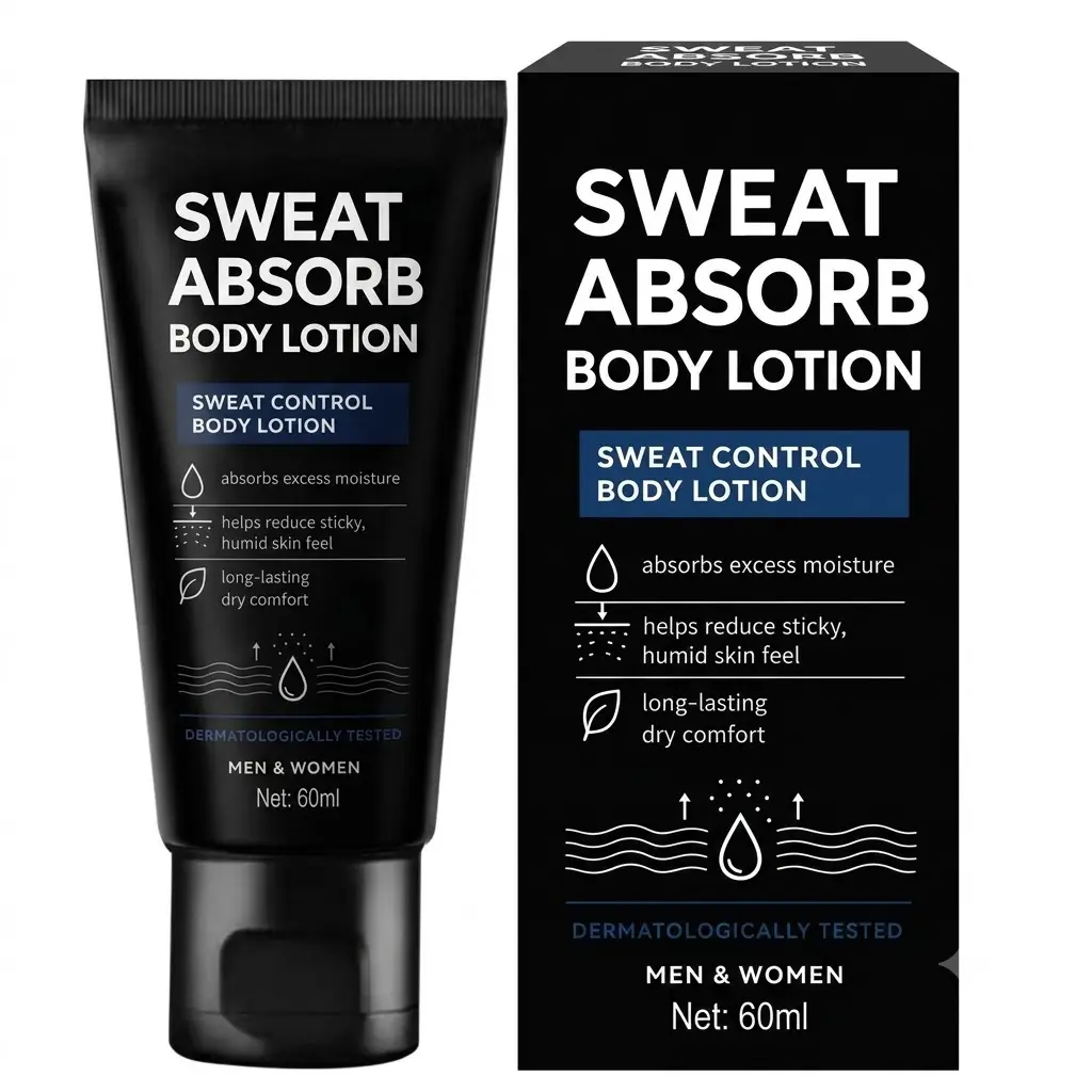 Sweat Absorb Body Lotion, Sweat Control Formula - Gentle & Lightweight Unisex Body Care Moisturizer to Absorb Excess Moisture, Long-Lasting Dry Comfort, 60ml, Daily, Adults