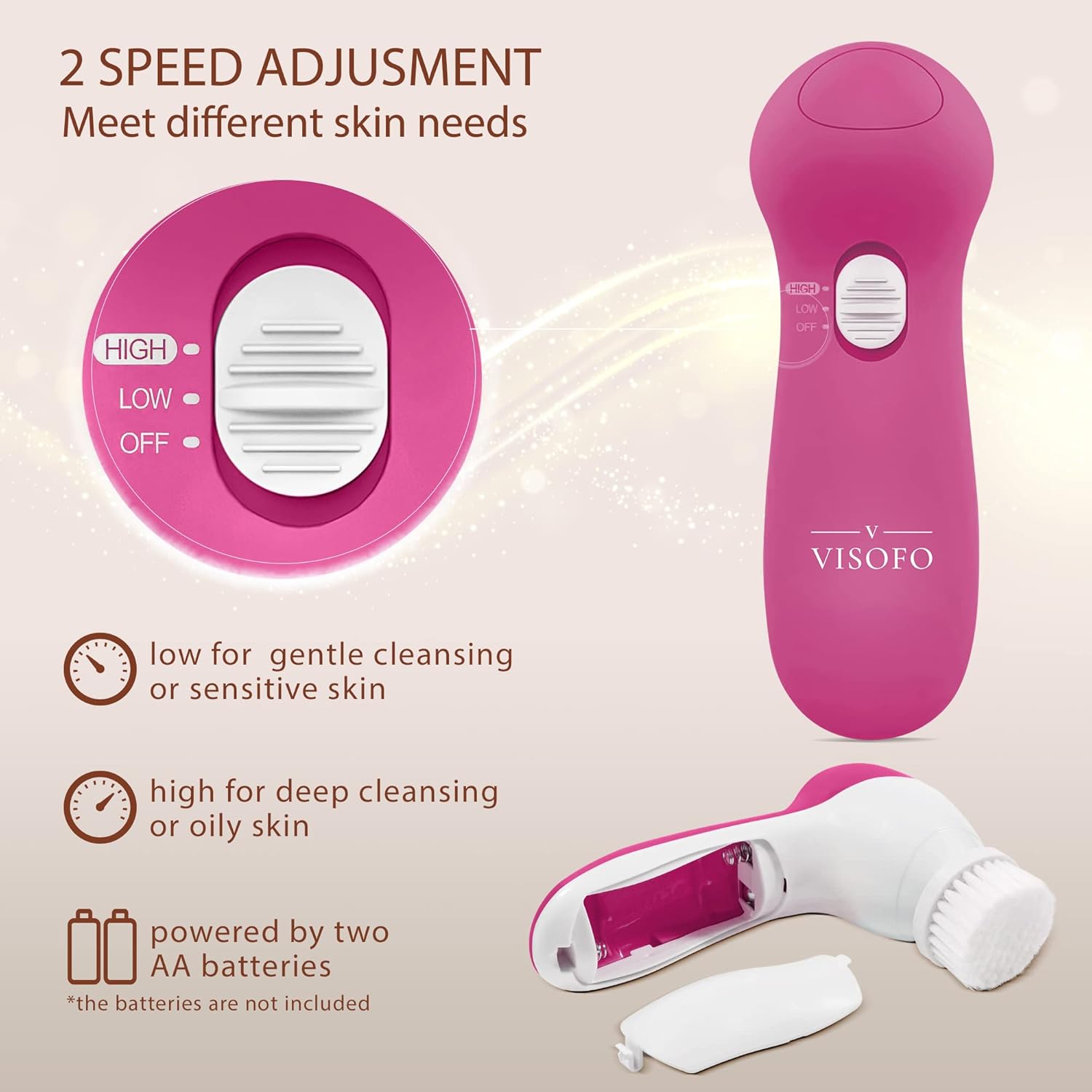 5-in-1 Facial Cleansing Brush Face Scrubber Exfoliating Cleaning Skin Care Cleanser Wash Women Girls Electric Beauty Powered Exfoliator Skincare Spin Tools Scrub Washer Self Care
