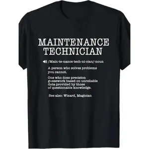 Humorous Maintenance Technician TShirt with Mechanic Jokes 100Percent Cotton Loose Fit Casual Workwear for Electricians Plumbers and HVAC Professionals Black and White Print AllSeason Gift