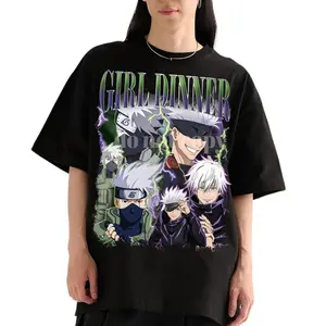 Kakashi Gojo Hatake Satoru Girl Dinner Retro T-Shirt Sweatshirt Hoodie Cotton Anime Manga Fan Gift Fabric Top
