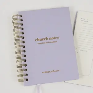Church Notes Journal - Lilac Purple Linen by Steadfast and Sustained - Christian Sermon Notebook to Write Verses, Key Points, Notes, and Apply the Message - Men or Women Gift Idea