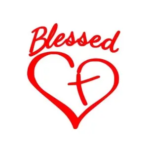 Blessed heart cross vinyl decal sticker 5"