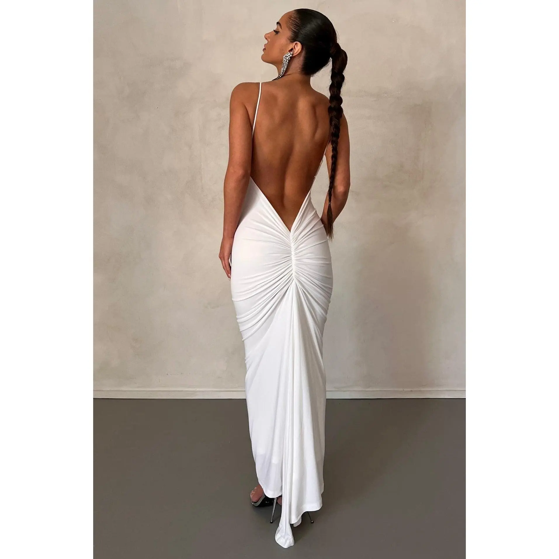 slim fit dress slacks Zapaka Women White Simple Graduation Dress with Ruffles A-Line Corset Short Commencement Dress, White / US10 main image 1