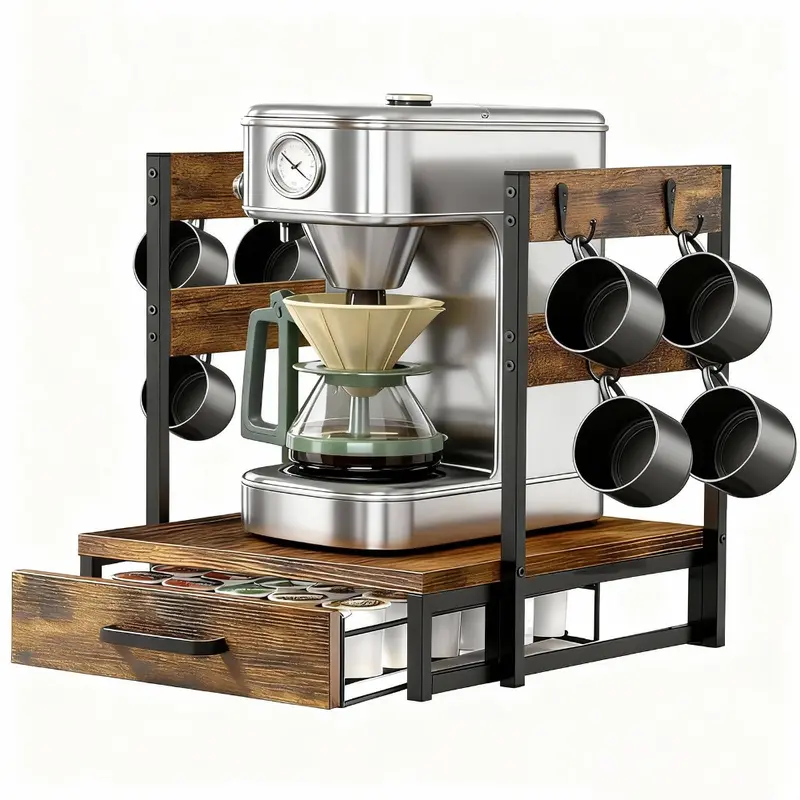 K Cup Holder 35 Pod Capacity Coffee Station Organizer for Countertop with Cup Rack Kitchen Countertop Home Office Counter Organizer Christmas Gifts Adjustable