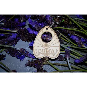 Celestial Planchette Laser Engraved Wooden Keychain