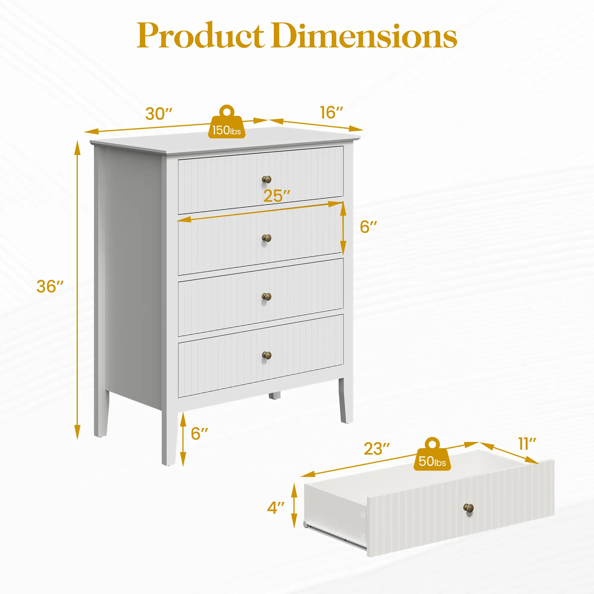 4 Drawers-White