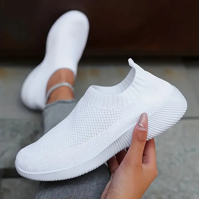 2025 Spring Women Plus Size Western Sneakers Round Toe Knit Mesh Flats Single Shipped Independent Station Women Shoes Comfortable Breathable Casual Footwear