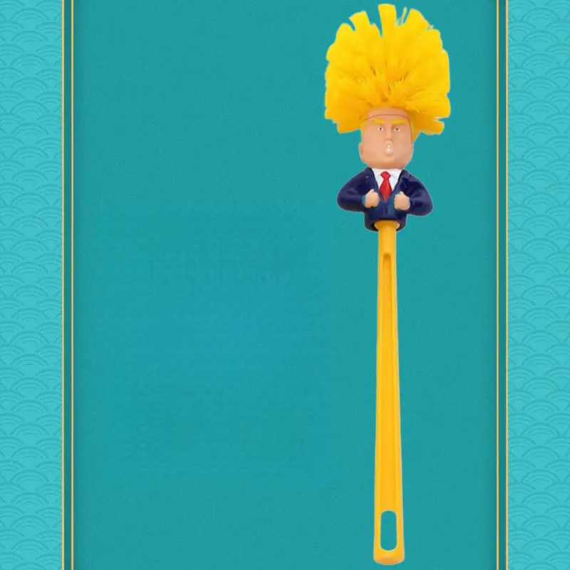 Funny Toilet Brush with Adhesive Hooks, Prank Toilet Brush Cleaner, Make Toilet Great Again, Anti Trump Gag Gift for Bathroom Decor, Housewarming, White Elephant Party (1 pc)