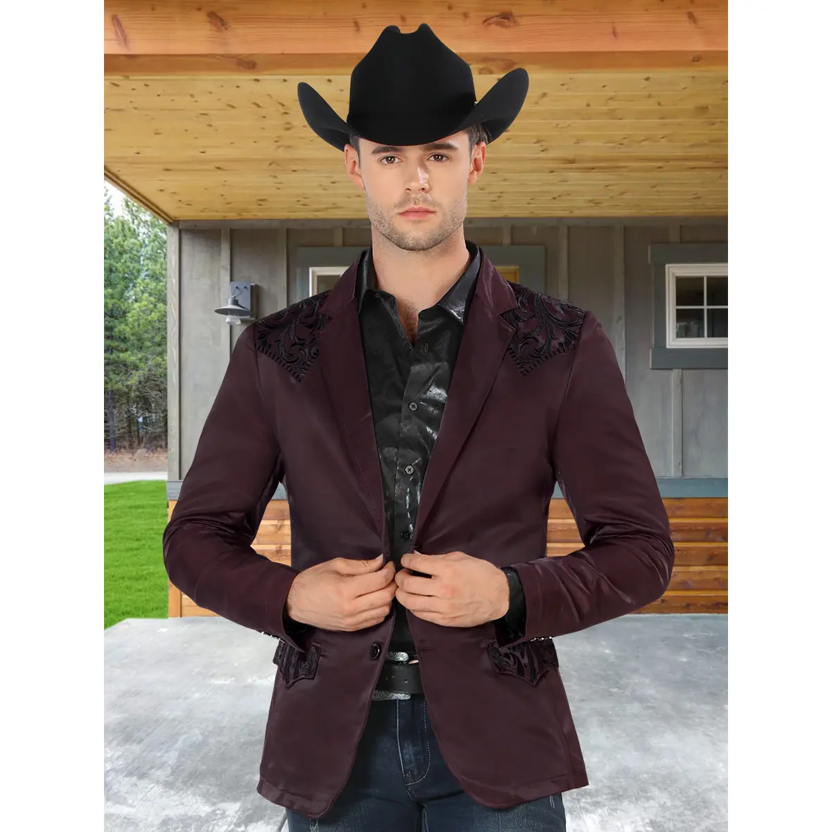 Saco MONTERO Bordado Para Caballero Slim Fit Estilo MT-2178 Saco MONTERO Bordado Para Caballero Slim Fit Estilo MT-2178