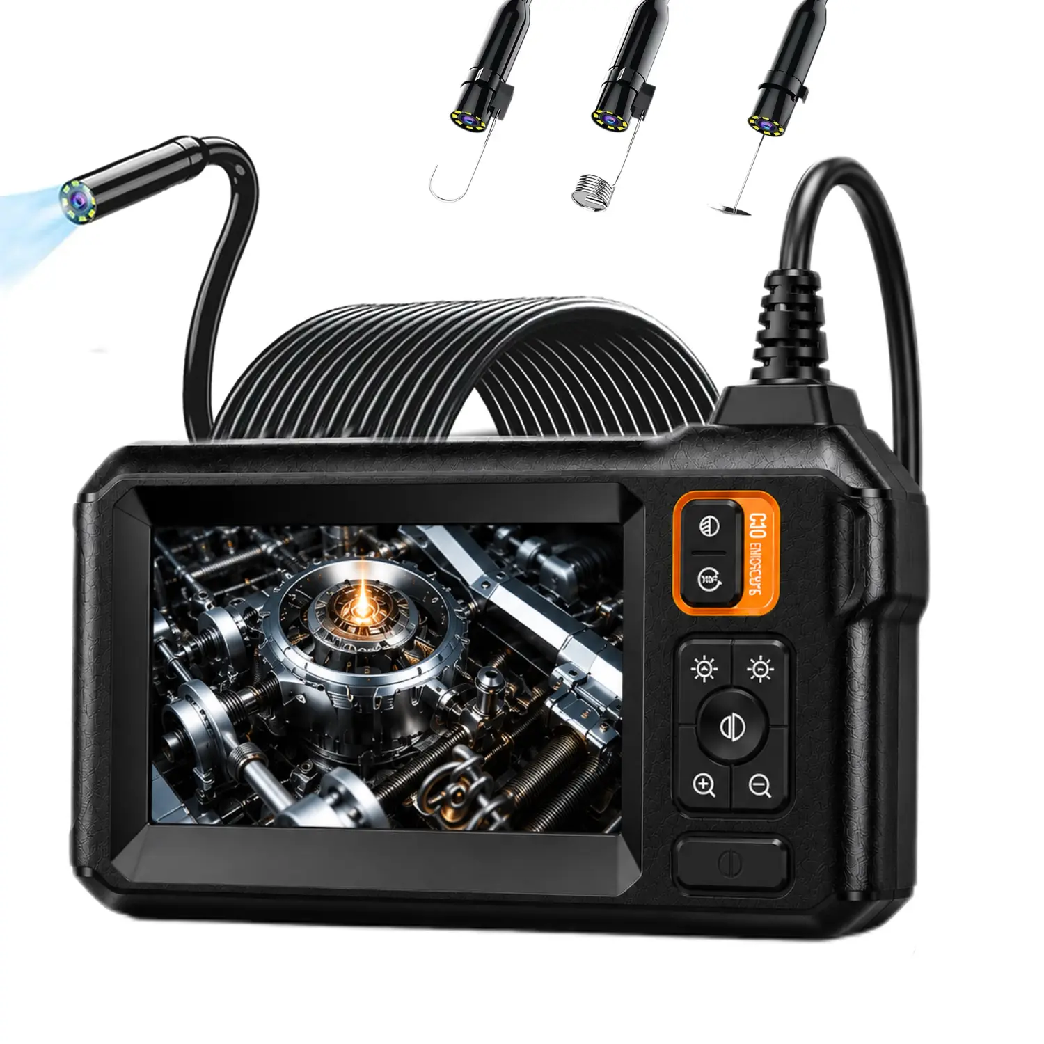 16.5FT Borescope Camera with Light, 4.3" HD Screen, Waterproof Endoscope with 8 LED Lights, Semi-Rigid Cable for Sewer, Drain, Pipe Inspection