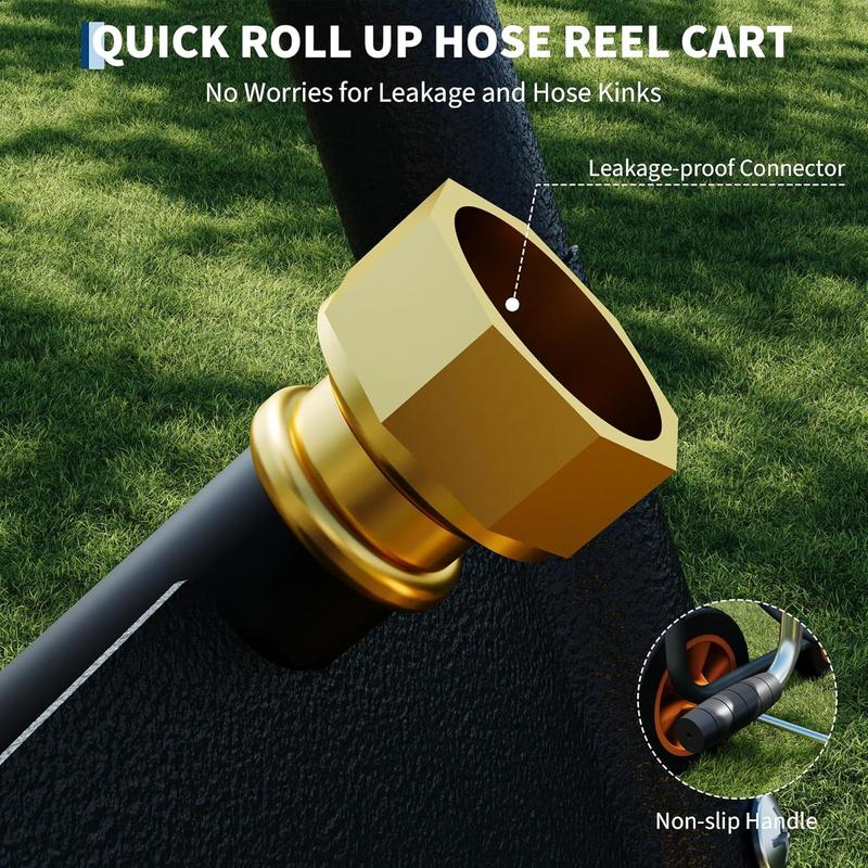 Heavy Duty Water Hose Reel Cart with Wheels,300ft Hose Capacity with Pre-Installed Hose Guide,Easy Assemble Outdoor Garden Hose Cart for Lawn,Yard,Patio,Car Washing