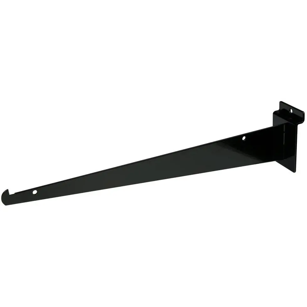 14" Black Slatwall Shelf Brackets with Lip 14" Black Slatwall Shelf Brackets with Lip