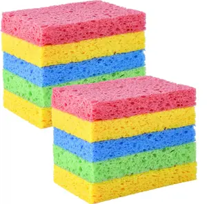 Sponge Kitchen Natural Cellulose Sponges 10 Pack Compressed Sponges for Cleaning Reusable Dish Sponge Kitchen Non-Scratch DIY