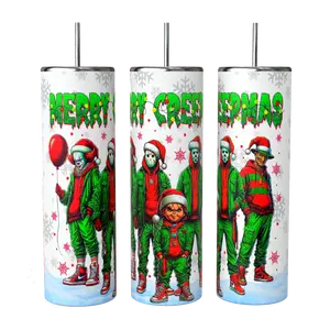 CHRISTMAS THEMES MERRY CREEPMAS 20oz STAINLESS STEEL SUBLIMATED TUMBLER