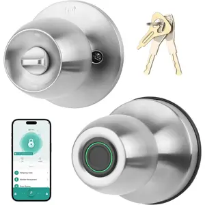 Fingerprint Door Knob, 3-in-1 Keyless Entry with Auto Lock & App, Biometric Digital Lock for Front Door, , Office, Bedroom