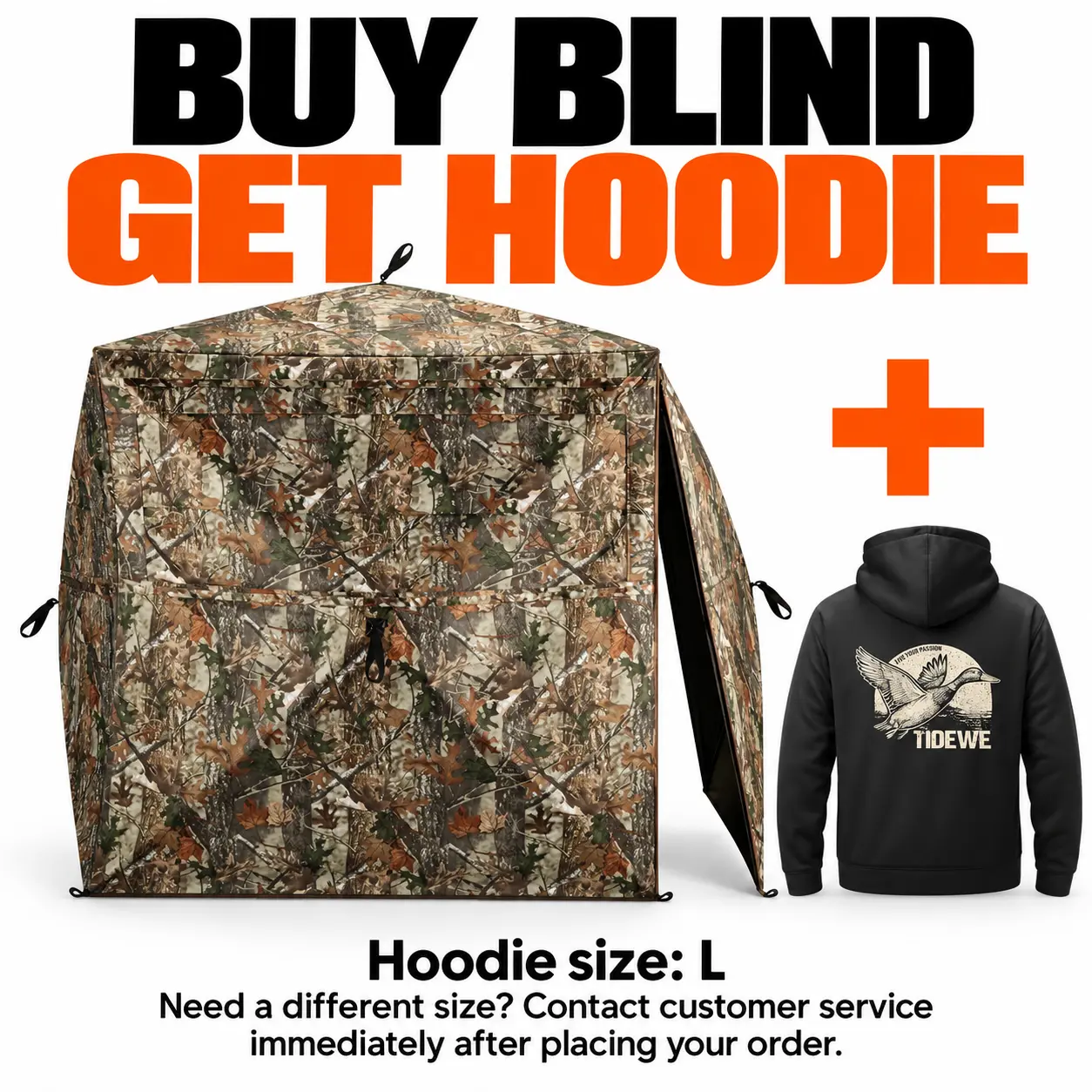 TIDEWE Hunting Blind, 270° One-Way See-Through Pop Up Ground Blind, Camouflage Hunting Tent with Silent Sliding Windows, Brush-In Loops, Durable Metal Hub Frame, Quick Setup for Deer & Turkey Hunting
