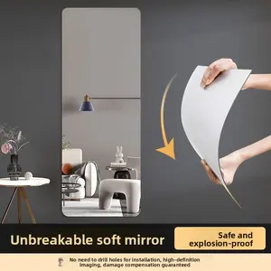 Apartment Must Have!Rounded Full Length Mirror, No Drill Shatterproof Acrylic Mirror, Peel and Stick Wall Mirror for Bedroom, Dorm, Bathroom