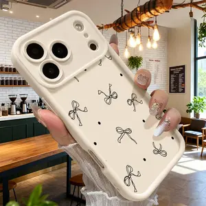 Cute Bow Pattern Minimalist Design Case for iPhone 17 16 15 14 Pro Max 13 12 11 XR XS Plus Air Slim Shockproof Anti Drop Lightweight TPU Cover