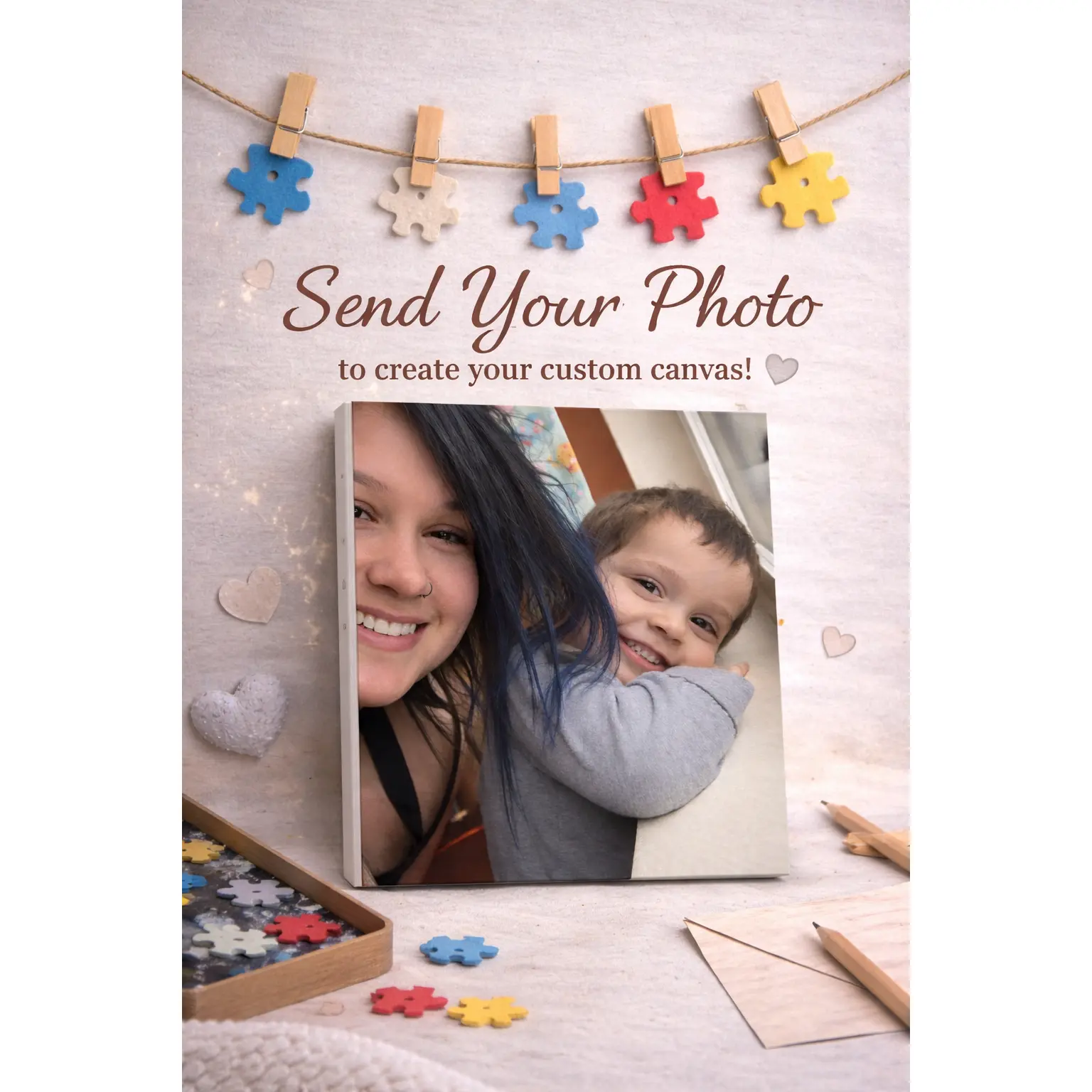 Personal Photo Canvas Stretched Matte Wall Art | Custom Family Portrait