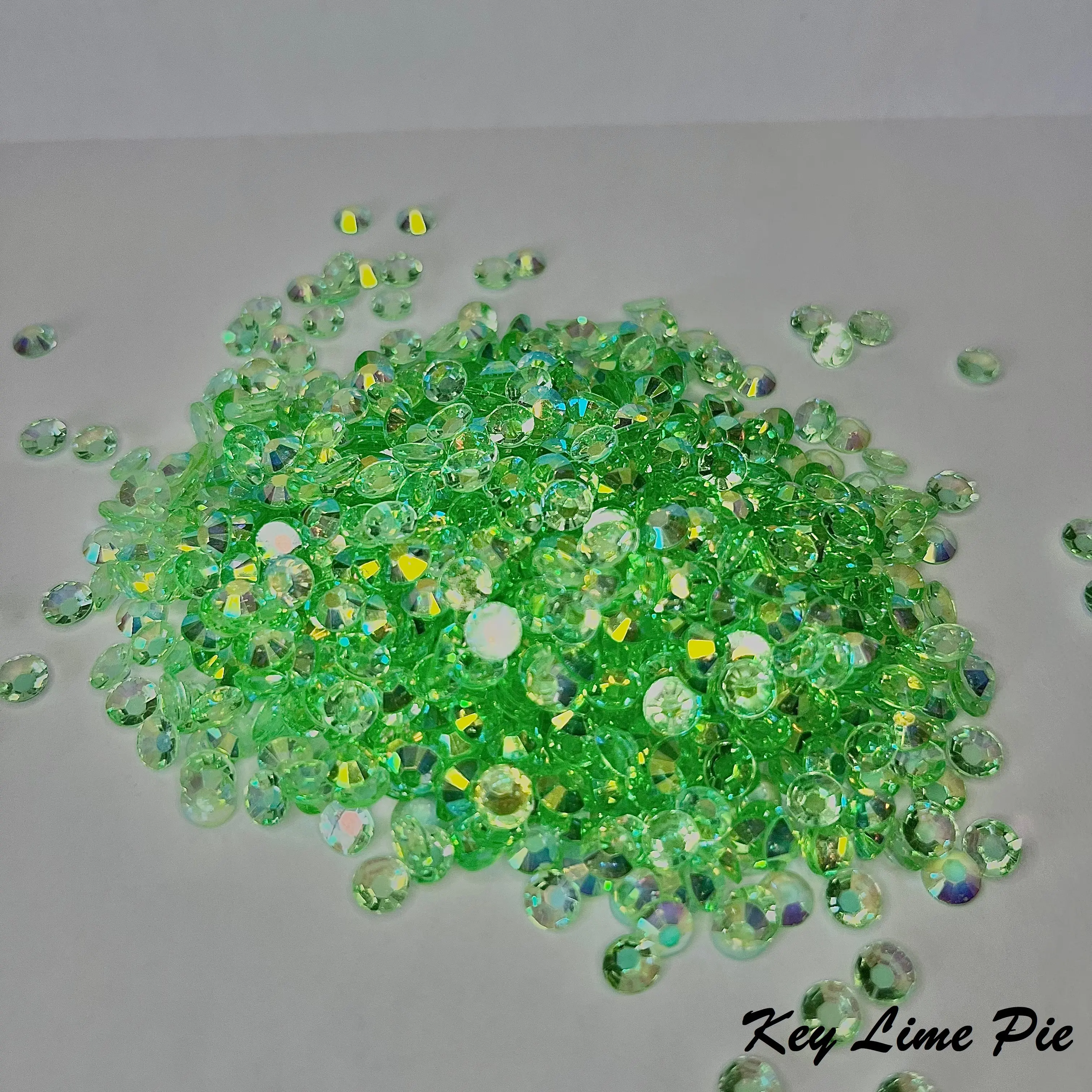 Transparent / Translucent Jelly Rhinestones 1000pcs - 5MM and 4MM sizes- Non-Hotfix flatback Resin AB - SS20, and SS16 - KEY LIME PIE