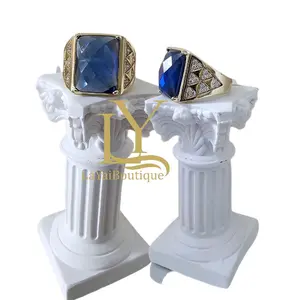 LaYaiBoutique #1271 Blue Stone Ring 14k Gold Laminated HIGH QUALITY