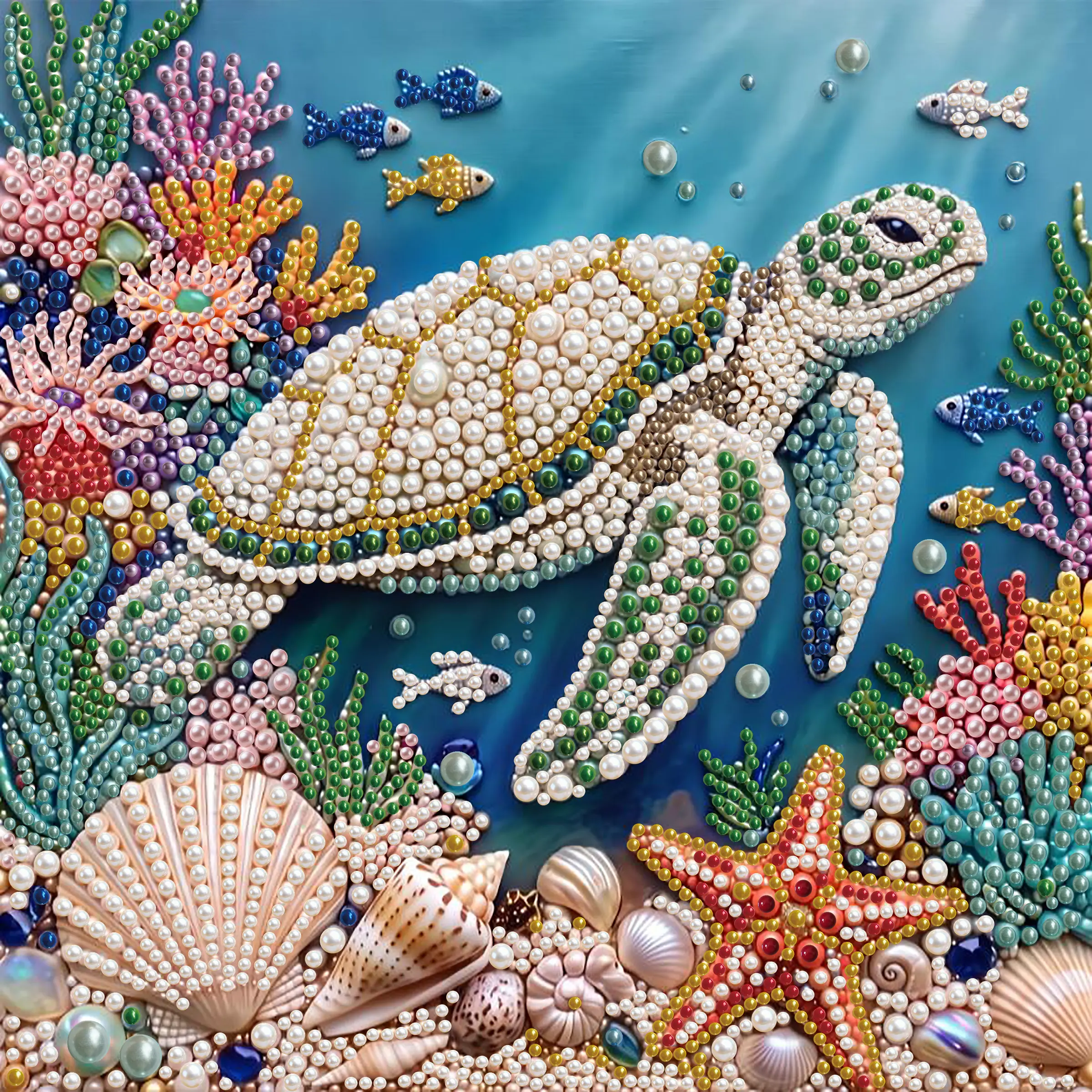 Pearl Art Kits for Adults,Underwater Sea Turtle Diamond Painting kits,DIY Craft Kit,Pearl Bead Art,Gem Painting,Diamond Dots for Beginner,Special 5D Diamond Art Kits,Mosaic Gem Art,12x12inch