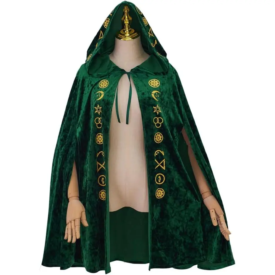 Winifred Sanderson Cosplay Costume Cloak Green Velvet Hooded Cape Halloween Props