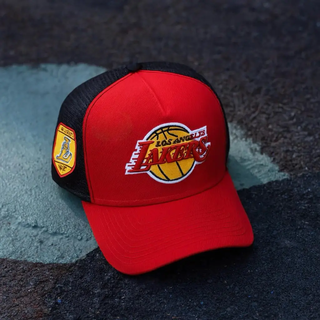 New Era NBA Los Angeles Lakers 9FORTY A-Frame Trucker Adjustable Mesh Baseball Cap Teal White Brown Curved Brim Side Patch Embroidered Logo Streetwear Hip Hop Vintage Trendy TikTok Viral Gorras Gorra Beisbol Unisex