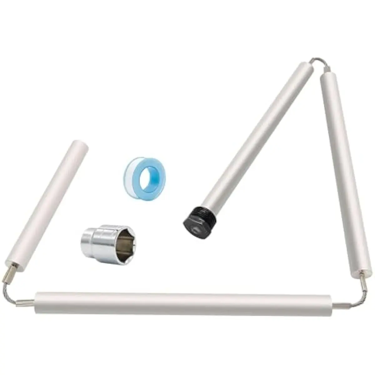 44" Flexible Magnesium Anode Rod, Hot Water Heater Anode Rod Replace for GE, Rheem, Reliance, Richmond, Kenmore Water Heater Including 1-1/16" Hex Socket Tool and Teflon Tape