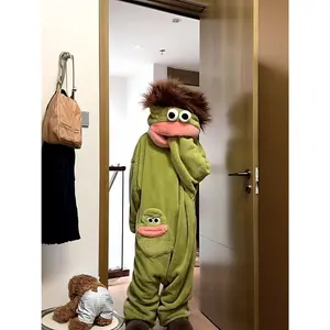 Big Mouth Monster Coral Fleece Onesie Pajamas for Women, Autumn and Winter, Fleece-lined, Thick and Warm, Fun, Bath Towel, Bathrobe, Loungewear, Party Gift